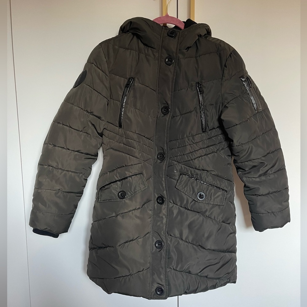 Diesel Puffer Jacket Women's 14 blackLong Sleeve Hooded Full Zip/Snap  Pockets